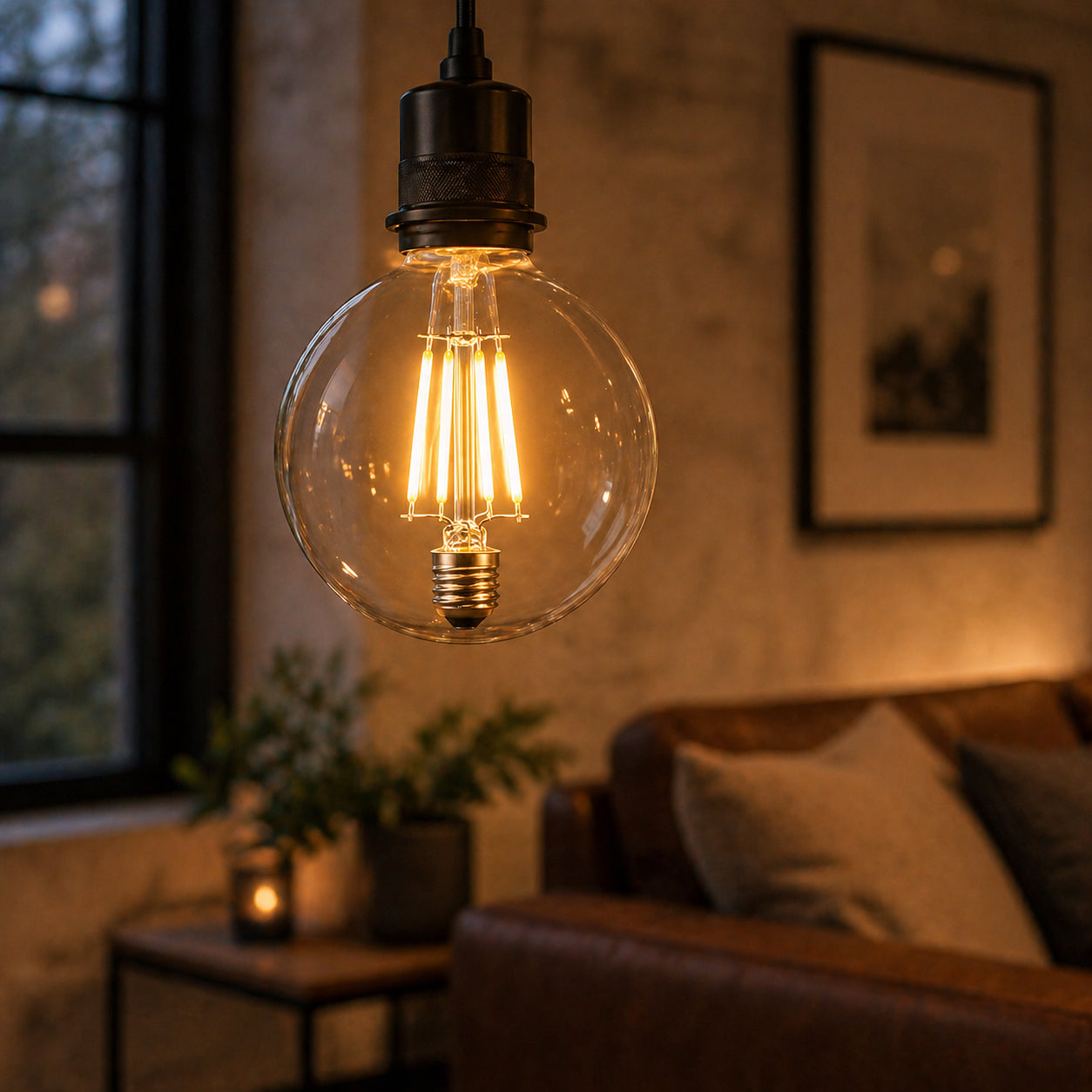 Ener-J G95 LED Filament Globe Bulb Pack of 4 E27 4W 2700K Clear