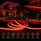 50M FCOB Neon Rope Light Kit, 10W/M, 800Lm/M, Red