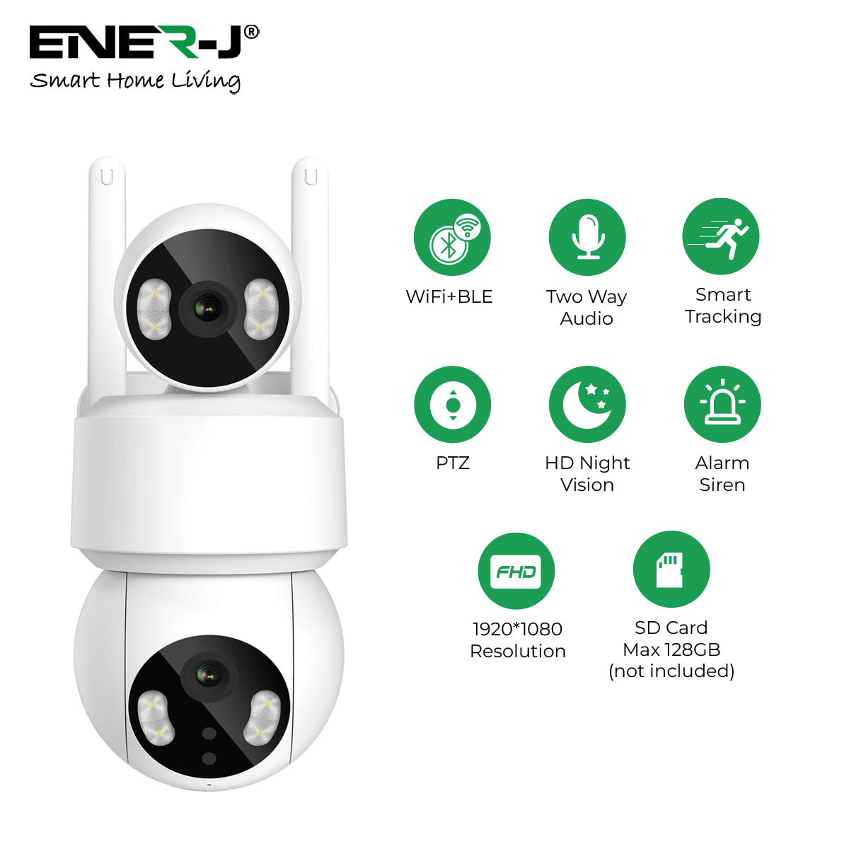 Smart Wi-Fi Dual Lens Outdoor Dome IP Camera - White Housing, IP65