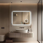 ENER-J LED Bathroom Mirror 800x600mm with 3X Magnifier – Backlit, 3 Colour Dimmable Lighting, Anti-Fog, Touch Sensor