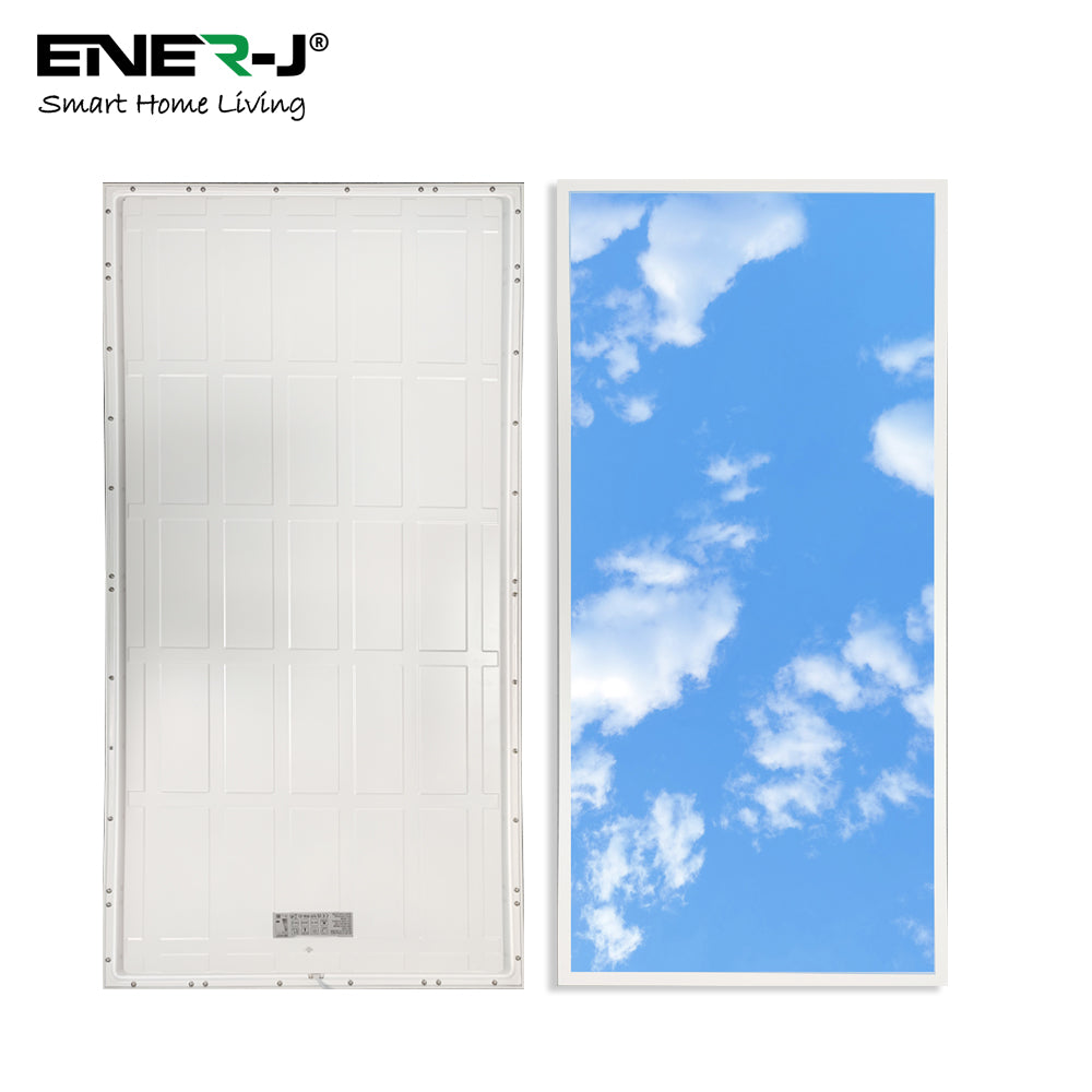 Ener-J 120x60cm LED Sky Cloud Backlit Panel, 60W 2D Design, 6000K Daylight, Pack of 2
