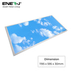 Ener-J 120x60cm LED Sky Cloud Backlit Panel, 60W 2D Design, 6000K Daylight, Pack of 2