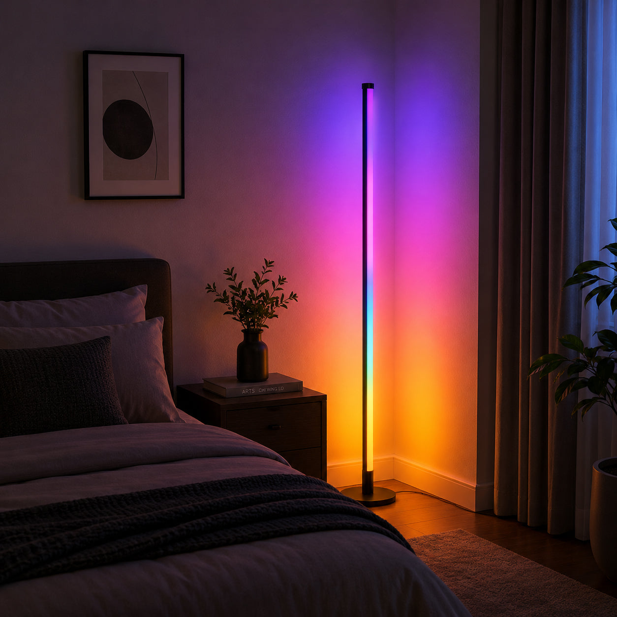 Ener-J Smart RGBIC Floor Light APP Control 1.6M LED Corner Lamp with Remote & Music Sync