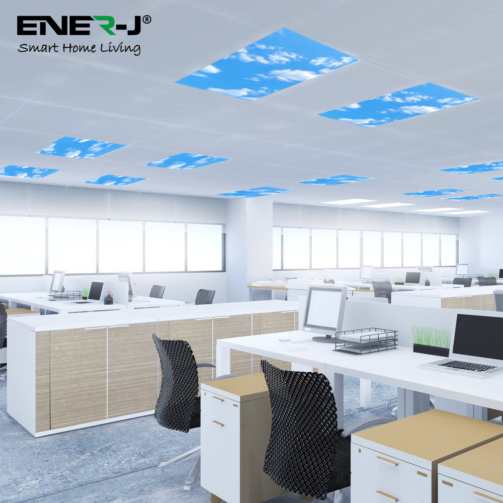 Ener-J 120x60cm LED Sky Cloud Backlit Panel, 60W 2D Design, 6000K Daylight, Pack of 2