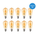 4W ST64 LED Filament Squirrel Cage Retro Amber Glass, E27 Holder, 2700K-Pack of 10