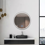 ENER-J Round LED Bathroom Mirror 700mm – Black Aluminium Frame, Backlit, 3 Colour Dimmable Light, Anti-Fog, Touch Sensor