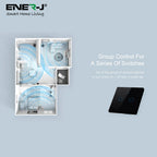ENER-J No Neutral Wire Smart Switch – 2 Gang WiFi Switch, Alexa Compatible, Black UK Glass Panel