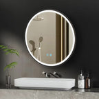 ENER-J Round LED Bathroom Mirror 700mm – Black Aluminium Frame, Backlit, 3 Colour Dimmable Light, Anti-Fog, Touch Sensor
