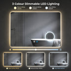 ENER-J LED Bathroom Mirror 800x600mm with 3X Magnifier – Backlit, 3 Colour Dimmable Lighting, Anti-Fog, Touch Sensor