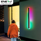 Ener-J 60cm Outdoor RGB LED Wall Light, 12W IP65 Waterproof, Matte Black, Acrylic Diffuser