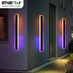 Ener-J 60cm Outdoor RGB LED Wall Light, 12W IP65 Waterproof, Matte Black, Acrylic Diffuser