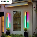 Ener-J 100cm Outdoor RGB LED Wall Light, 24W IP65 Waterproof, Matte Black, Acrylic Diffuser