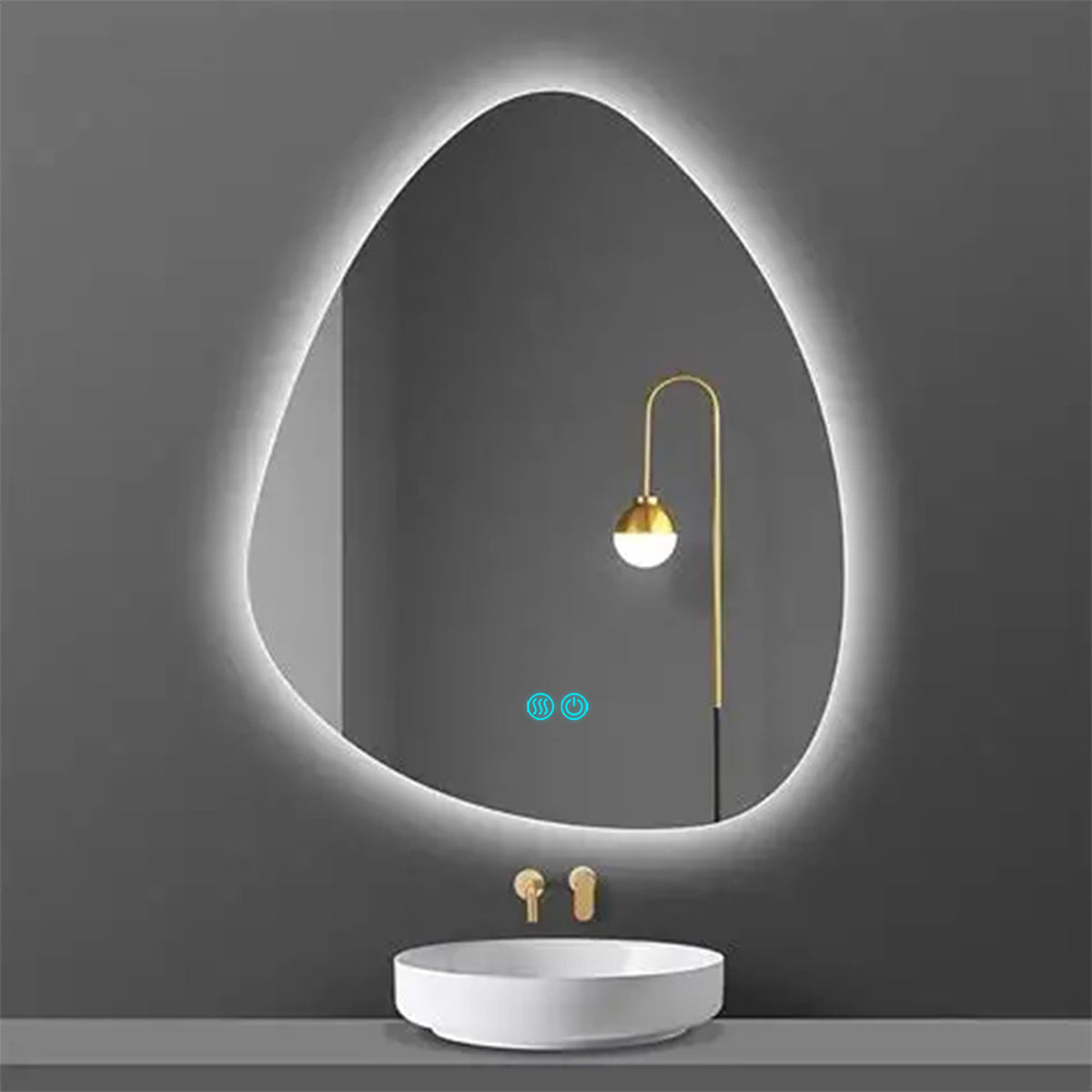 ENER-J Teardrop LED Bathroom Mirror 600x800mm – Dimmable 3 Colour Lighting, Anti-Fog Demister, Touch Sensor, Backlit Wall Mirror