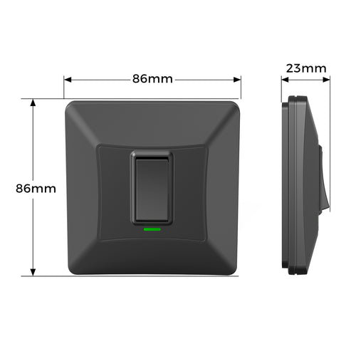 1 Gang Self-Powered Wireless Grid Switch with Backplate – Black Finish (Eco Series)
