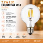Ener-J G95 LED Filament Globe Bulb Pack of 4 E27 4W 2700K Clear