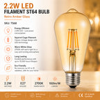 4W ST64 LED Filament Squirrel Cage Retro Amber Glass, E27 Holder, 2700K-Pack of 10