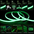 50M FCOB Neon Rope Light Kit, 10W/M, 800Lm/M, Green
