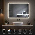 ENER-J LED Bathroom Mirror 800x600mm with 3X Magnifier – Backlit, 3 Colour Dimmable Lighting, Anti-Fog, Touch Sensor