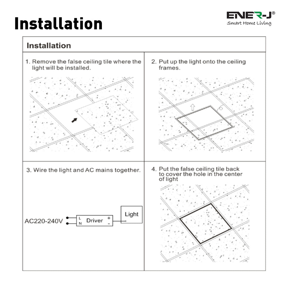 LED borderline panel light installation guide for suspended ceiling grid mounting in offices and commercial buildings