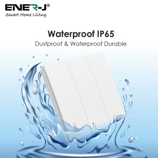 3 Gang Wireless Kinetic Switch, White+Non Dimmable + Wi-Fi 5A RF Receiver