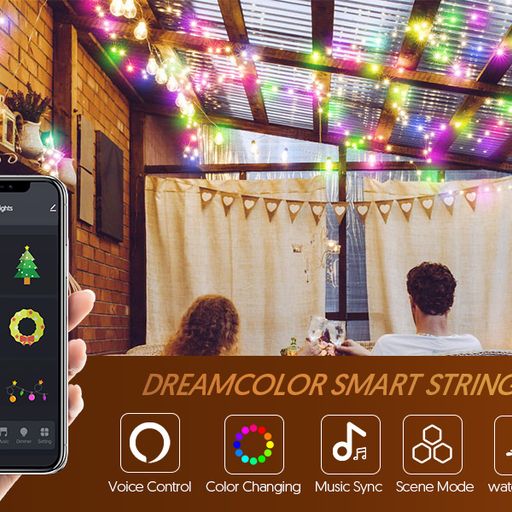 ENER-J Smart WiFi RGB Fairy Lights 5M, Alexa & Google Compatible, Music Sync LED String Lights with Remote, USB Powered, Flexible Copper Wire, Dimmable Multicolour Lighting | Single pack