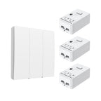 3 Gang Wireless Kinetic Switch, White+Non Dimmable + Wi-Fi 5A RF Receiver