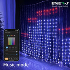 ENERJ Smart Curtain Fairy Lights 2x2 Meters of 400 LEDs, Remote Included, APP & Voice Controlled , Perfect for Bedrooms, Parties and Home Decor.