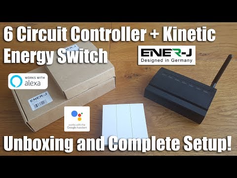 ENER-J 6 Gang Wireless Kinetic Switch, On/Off Wall Switch + 6 Circuit RF WIFI Receiver Max Load 16Ax2 + 10Ax4, 6 Circuits