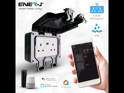 ENER-J Smart WiFi Weatherproof Outdoor Socket, IP55 Waterproof 13A Single Plug, App & Voice Control with Alexa/Google, Remote Timer & Automation