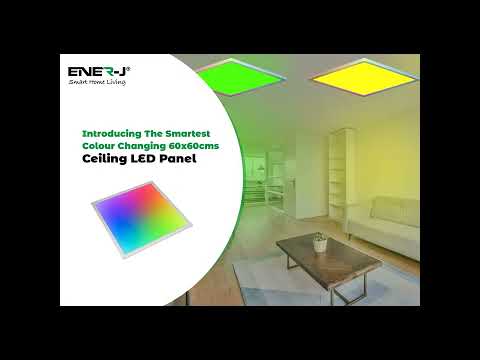 Ener-J Smart RGB+CCT LED Ceiling Panel Light 600  x 600mm, 40W Backlit Panel, App, Remote & Voice Control