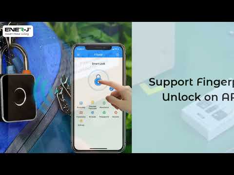 ENER-J Smart Fingerprint & Keypad Padlock, 3-in-1 Biometric, PIN & Bluetooth Lock with 20 Users, IP65 Waterproof, Long Battery Life (T32)