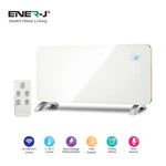 Ener-J 2000W Smart Electric Heater with White Tempered Glass, WiFi, App & Voice Control, Wall Mounted or Freestanding