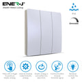 Ener-J 3-Gang Wireless Kinetic Light Switch, White, Self-Powered, IP65 Waterproof (Pro Series)