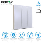 Ener-J 3-Gang Wireless Kinetic Light Switch, White, Self-Powered, IP65 Waterproof (Pro Series)