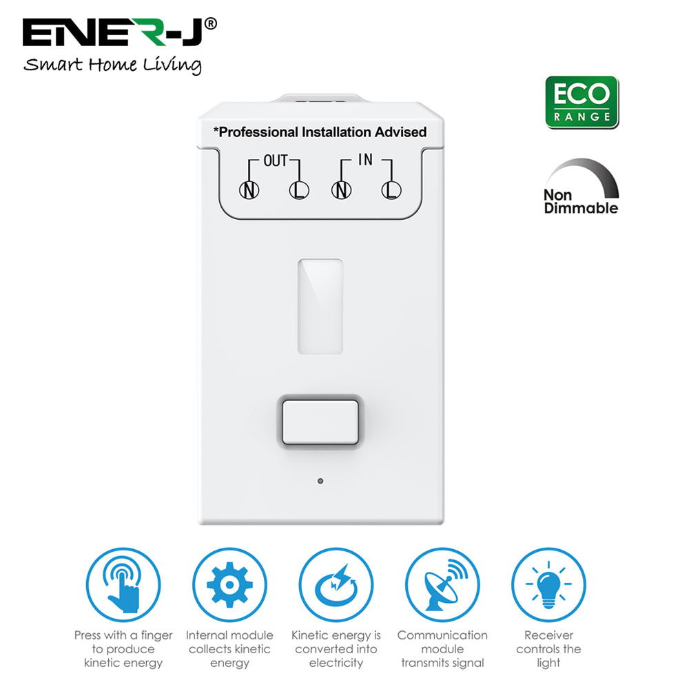 Ener-J ECO Series 500W RF Non-Dimmable Receiver Module, 433MHz Wireless Control, White