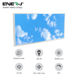 Pack of 2, LED Backlit Panels with 2D Sky Picture (60W, 1195x595 mm) and Foldable Screwless Mounting Frames