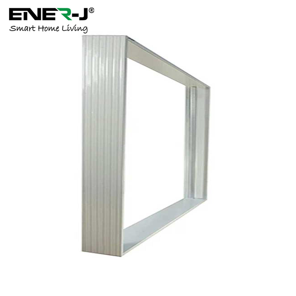 Metallic frame with ribbed design on a white background, featuring the Ener-J logo.