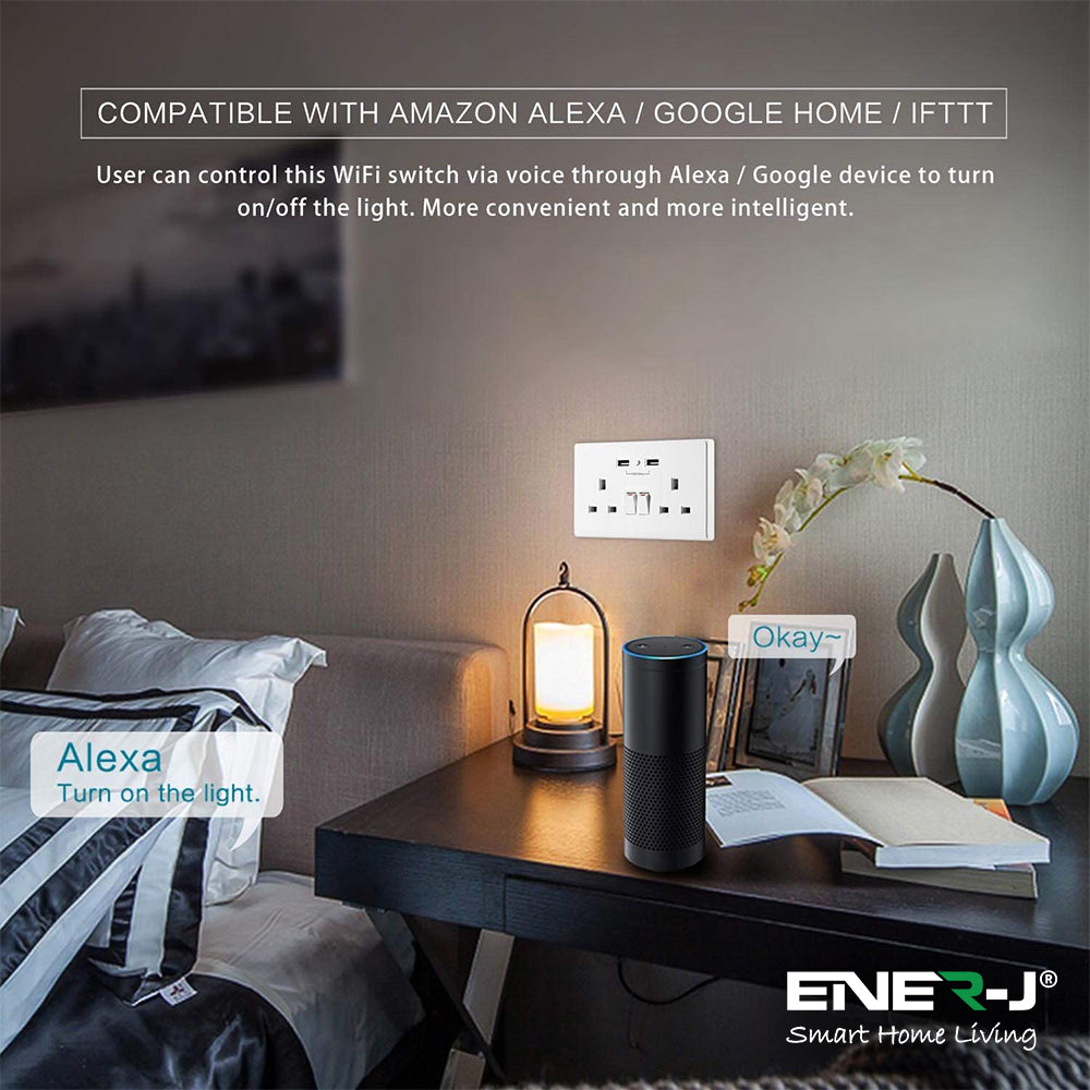 Smart wall socket compatible with Amazon Alexa Google Home and voice control automation