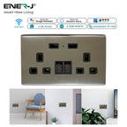 ENER-J smart WiFi double wall socket with 2 USB ports compatible with Alexa Google Assistant and IFTTT for smart home automation