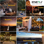Ener-J 48ft LED Filament String Light Kit, 15 x 2W Vintage LED Bulbs, IP65 Waterproof