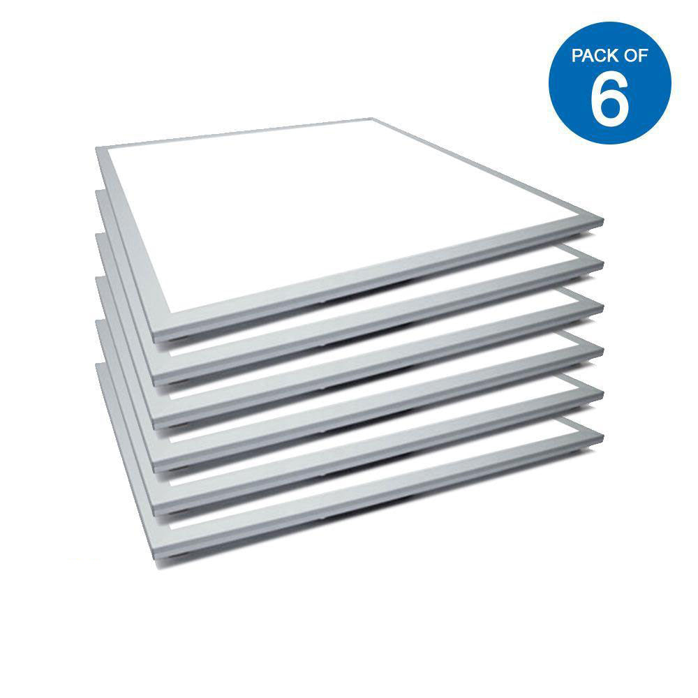 Ener-J Pack of 6 LED Slim Edgelit Ceiling Panels, 60x60cm, 40W, 6000K Cool White, 3600 Lumens