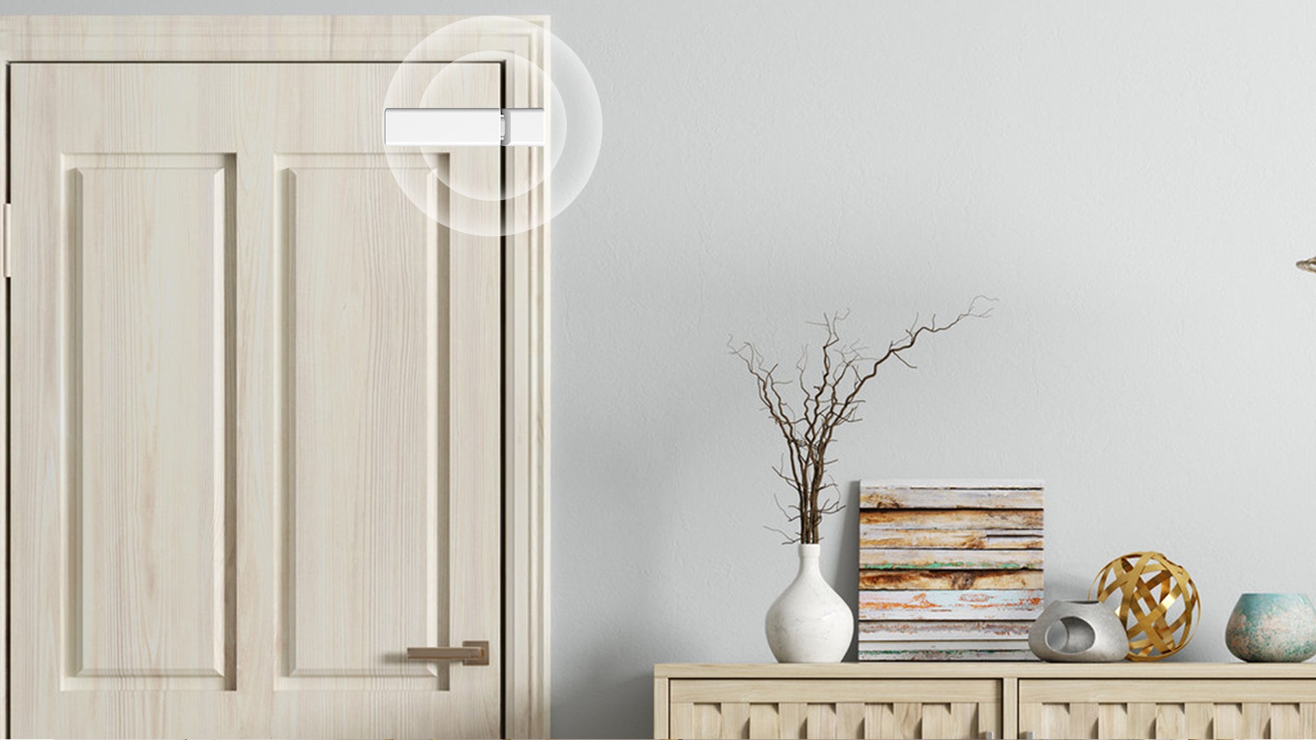 Wireless Kinetic Door Switch - Easy Lighting Control for Doors, Drawers, and Cabinets, IP56 Rated, White Body