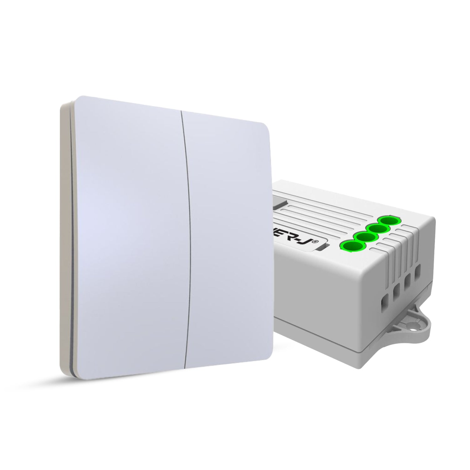 ENER-J's 2 Gang Wireless Switch White + 2 ways, 5A*2 600W RF Receiver for Non Dimmable Switch