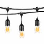 Ener-J 48ft LED Filament String Light Kit, 15 x 2W Vintage LED Bulbs, IP65 Waterproof