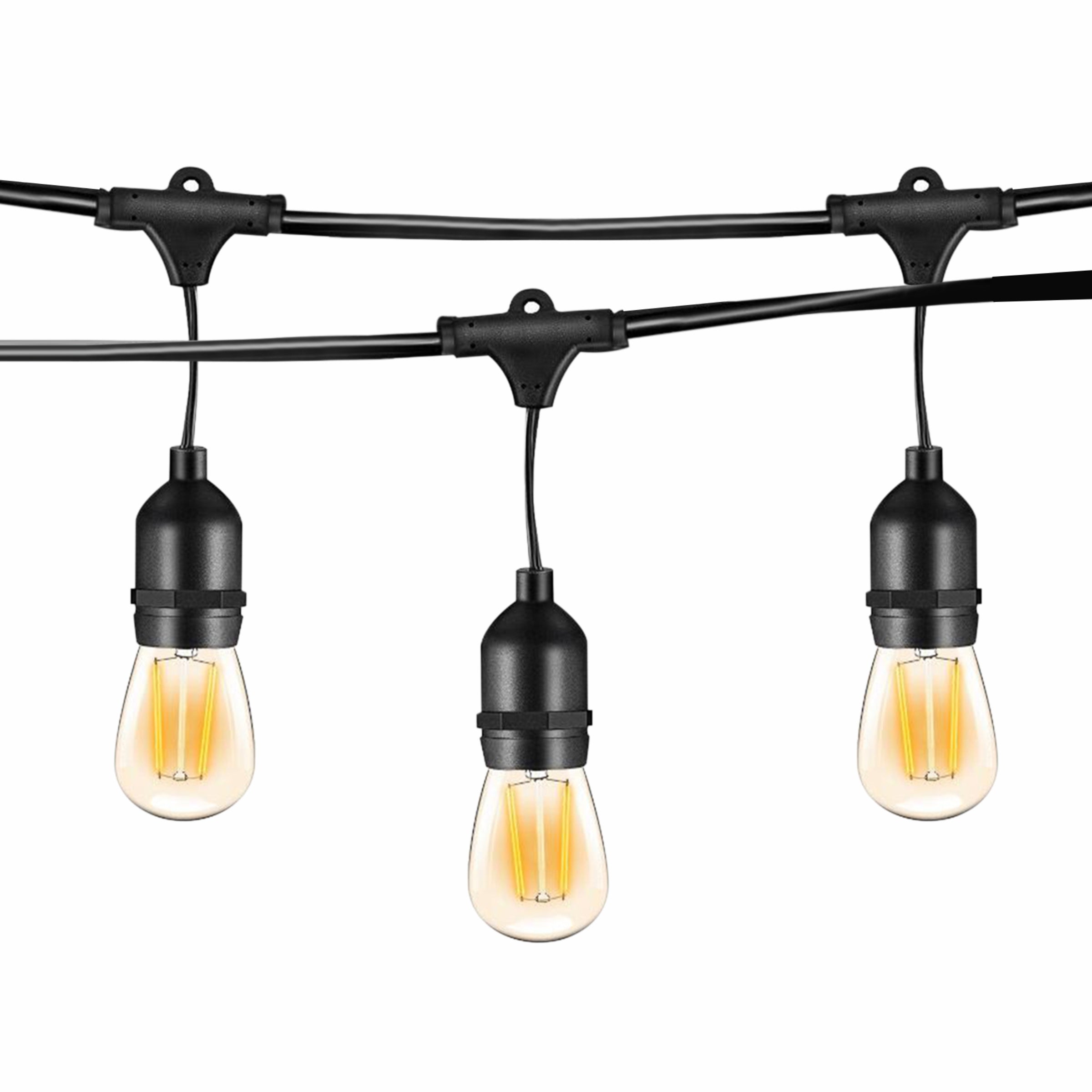 Ener-J 48ft LED Filament String Light Kit, 15 x 2W Vintage LED Bulbs, IP65 Waterproof