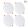 Pack of 4 12W Frameless Recessed-Surface Super LED Panel Downlights, 105mm, Round, 2 Years Warranty - 6000K