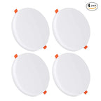 Pack of 4 12W Frameless Recessed-Surface Super LED Panel Downlights, 105mm, Round, 2 Years Warranty - 6000K