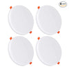 Pack of 4 12W Frameless Recessed-Surface Super LED Panel Downlights, 105mm, Round, 2 Years Warranty - 6000K