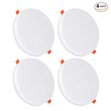 Pack of 4 12W Frameless Recessed-Surface Super LED Panel Downlights, 105mm, Round, 2 Years Warranty