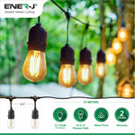 Ener-J 48ft LED Filament String Light Kit, 15 x 2W Vintage LED Bulbs, IP65 Waterproof